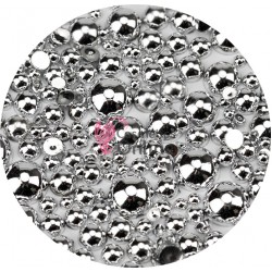 Perlute sidefate de unghii Argintiu Metalizat de 3,0mm - 600 bucati, Cod PPU075